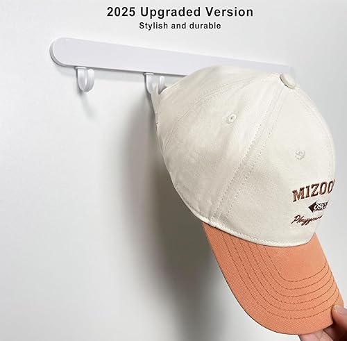 Miniatura 9 de ETOWIFA Organizador de sombreros para gorras de béisbol hasta 37, organizador de sombreros sobre la puerta para armario con 7 bandas de fieltro y 3