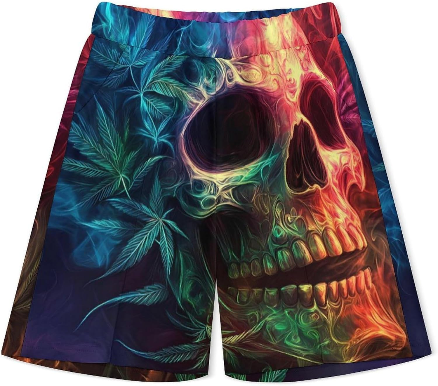 Skull Weed Leaf Smoke Mens Polo Shirts Track Suits 2 Piece Short Sleeve Sweatsuit 1/4 Zip Golf Loungewear for Sports
