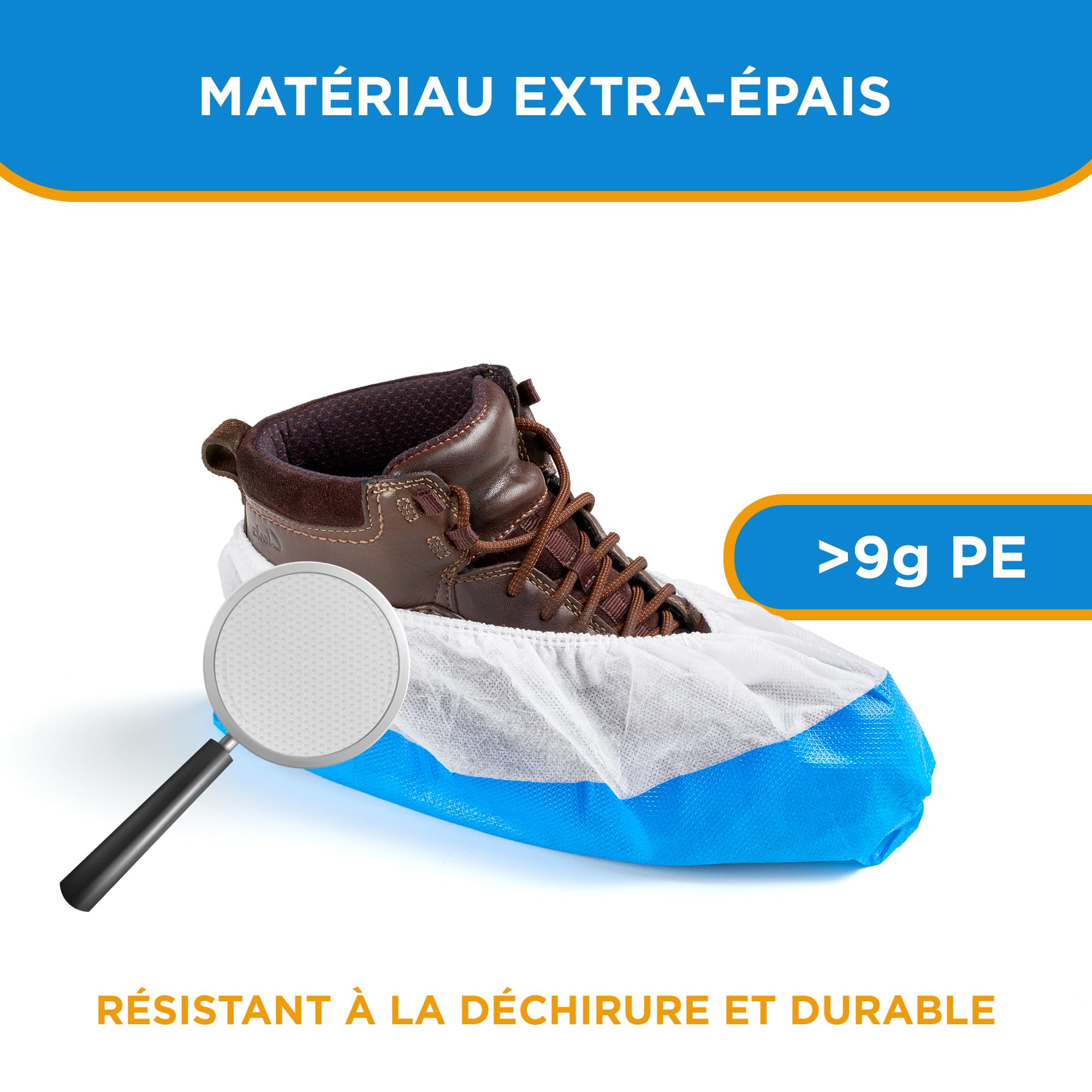 ISC Hygiene & Safety Surchaussures jetables – imperméable, blanc, 50x | Sur chaussure jetable, Protege chaussure usage unique, Taille universelle jusqu’à 47, Semelle renforcée