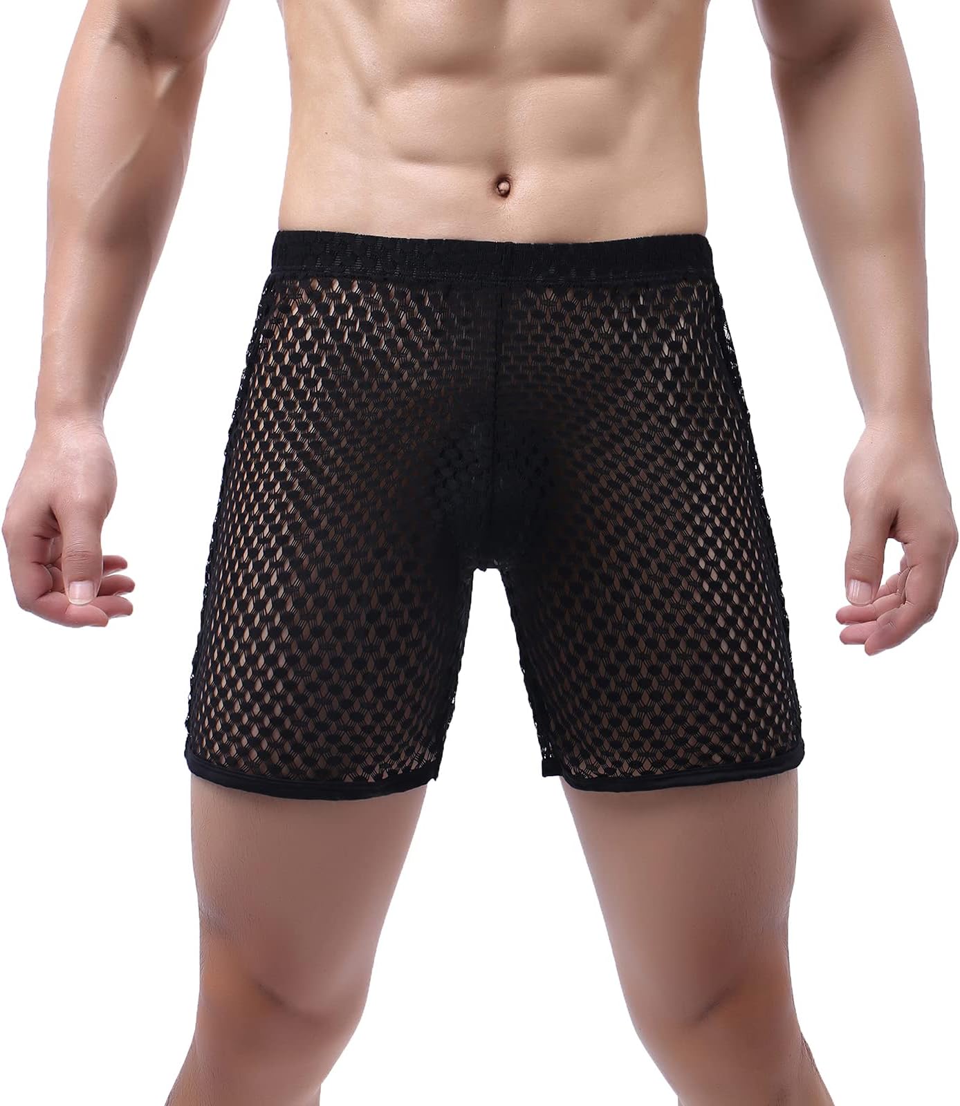 EvankinMen's See Through Shorts Mesh Loose Shorts Lounge Underwear Cover up Boxer Trunks