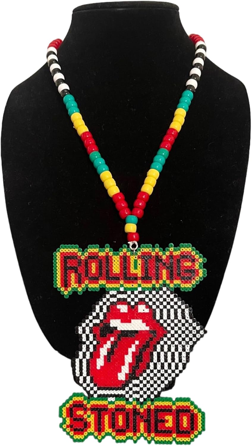 Rolling Stoned Mini Bead Kandi Necklace Handmade for Festival Party Concert Costume Event