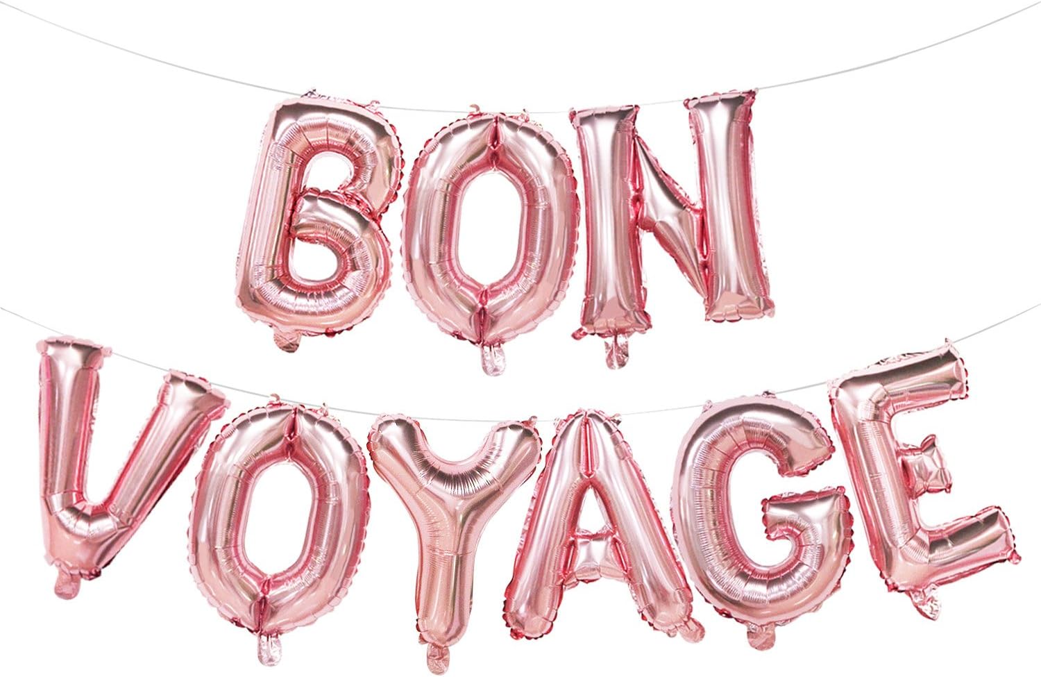 Bon Voyage Balloons Rose Gold | Bon Voyage Party Decorations | Bon Voyage Balloon Banner | Going Away Party, Moving Away Party, Retirement Party, Farewell Party Decorations | 16inch