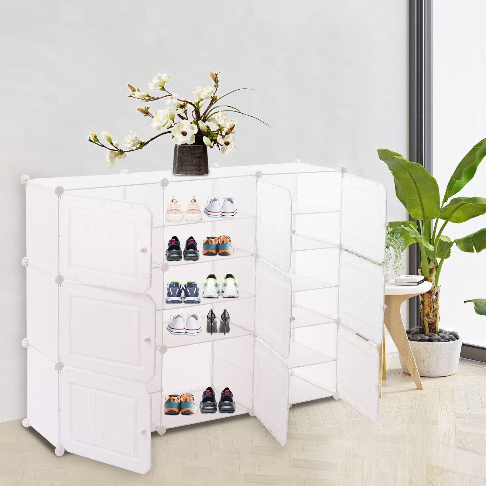 Amazon.com: RENVIERY 6-Tier Shoe Rack, Entryway 36-Pair Shoe Plastic ...