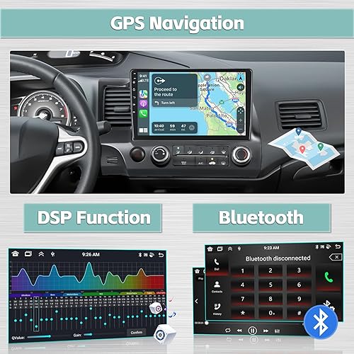 Miniatura 19 de Radio de coche Android para Honda Civic 2006-2011 Estéreo de coche 10.1 Pantalla táctil Estéreo GPS Navegación para coche Android Unidad principal