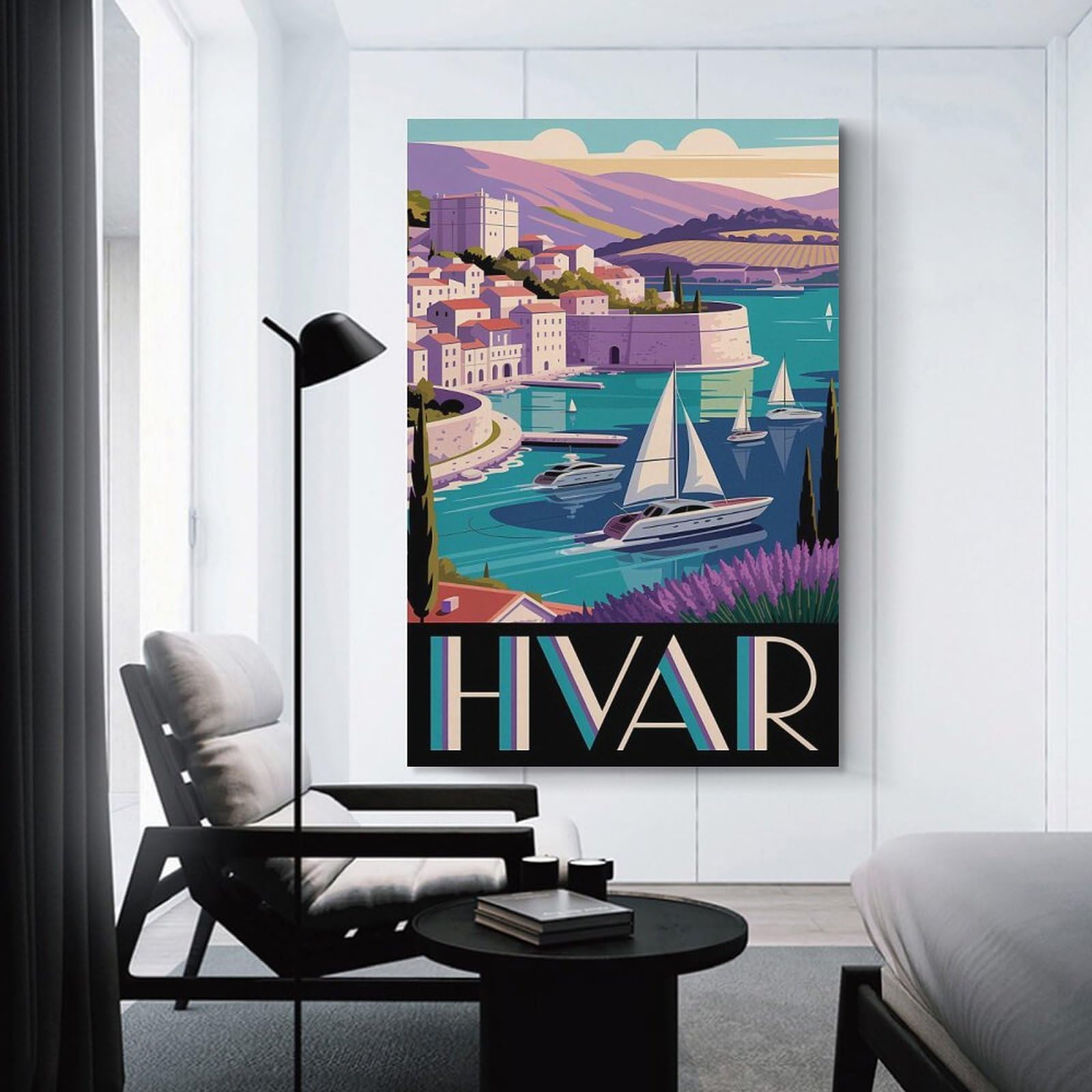 Junmoney Canvas Wall Picture Hvar Croatia Travel, 12x18inch(30x45cm), for Gallery Wall Decor And Room Displays, Decorative Artwork with Flexible Styling