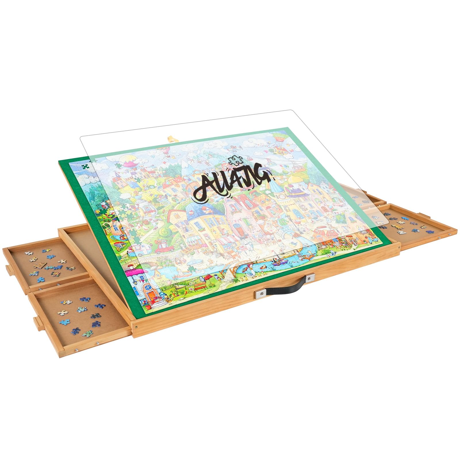 ALL4JIG Adjustable Jigsaw Puzzle Board with 4 Drawers & Cover - 3-Tilting-Angle Jigsaw Wooden Puzzle Table for Adults 25"x34"Jigsaw Portable Puzzle Table Top Easel Birthday Gift for mom
