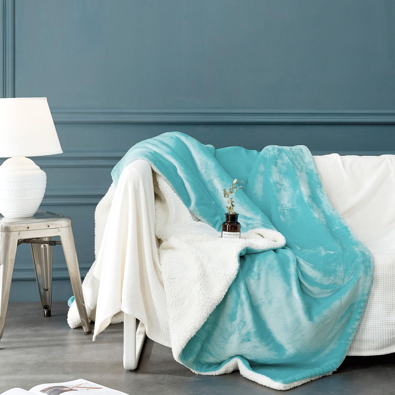 LBRO2M Sherpa-Decke Queen Size (228 X 228 Cm) – Superweich, Wendbar, Kuschelig Warm, Grau