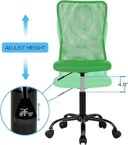 Miniatura 4 de HCB Silla de oficina en casa, silla de escritorio de malla, silla ergonómica para computadora con soporte lumbar, respaldo medio, giratorio de 360