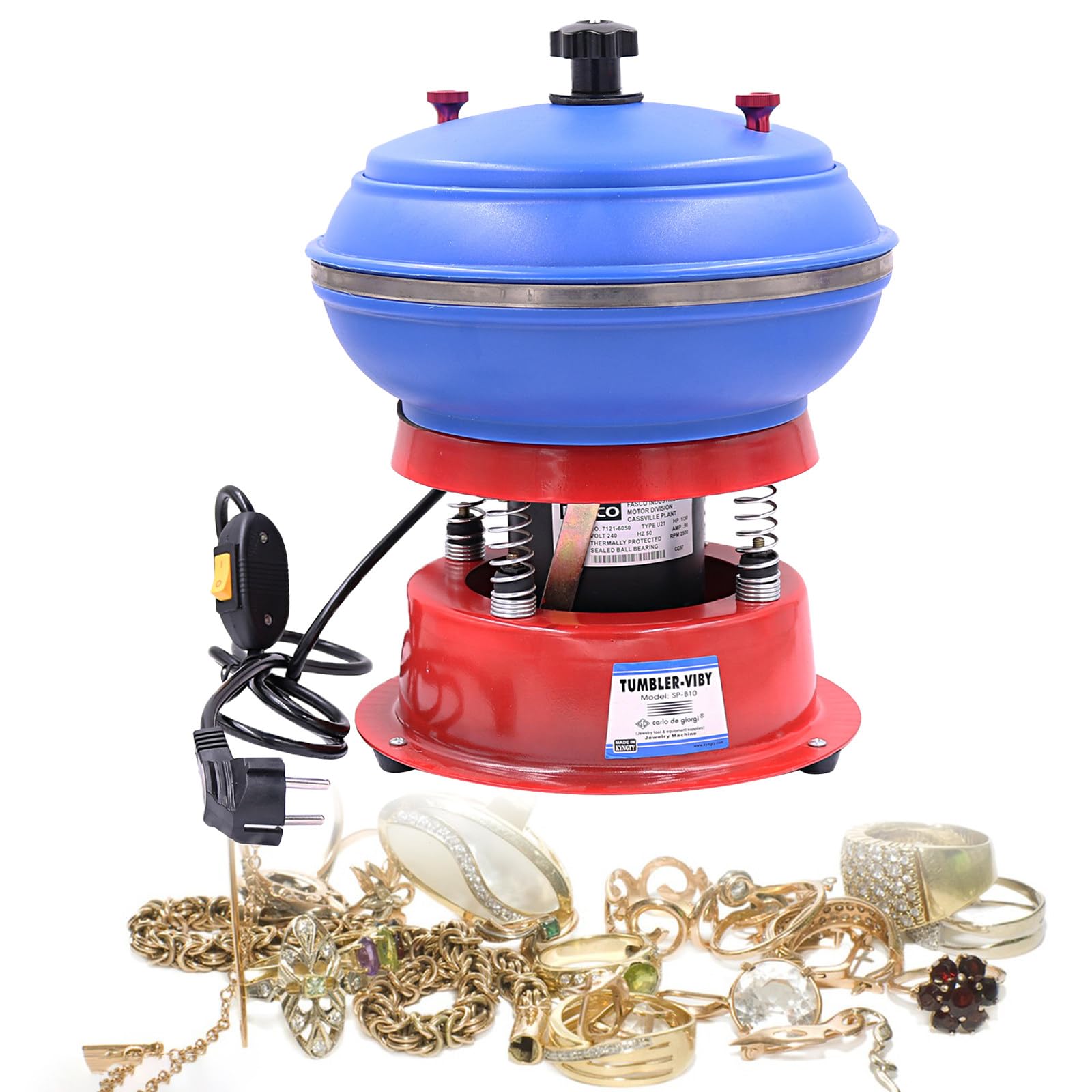 Kit de vaso eléctrico con cuenco vibrador para pulir piedras y minerales, ideal para aficionados y fabricación de joyas