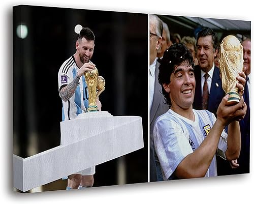 SpiritualHands Póster de Lionel Messi, lienzo artístico de pared de Messi Argentina, carteles de fútbol de Leo Messi para dormitorio de niños,