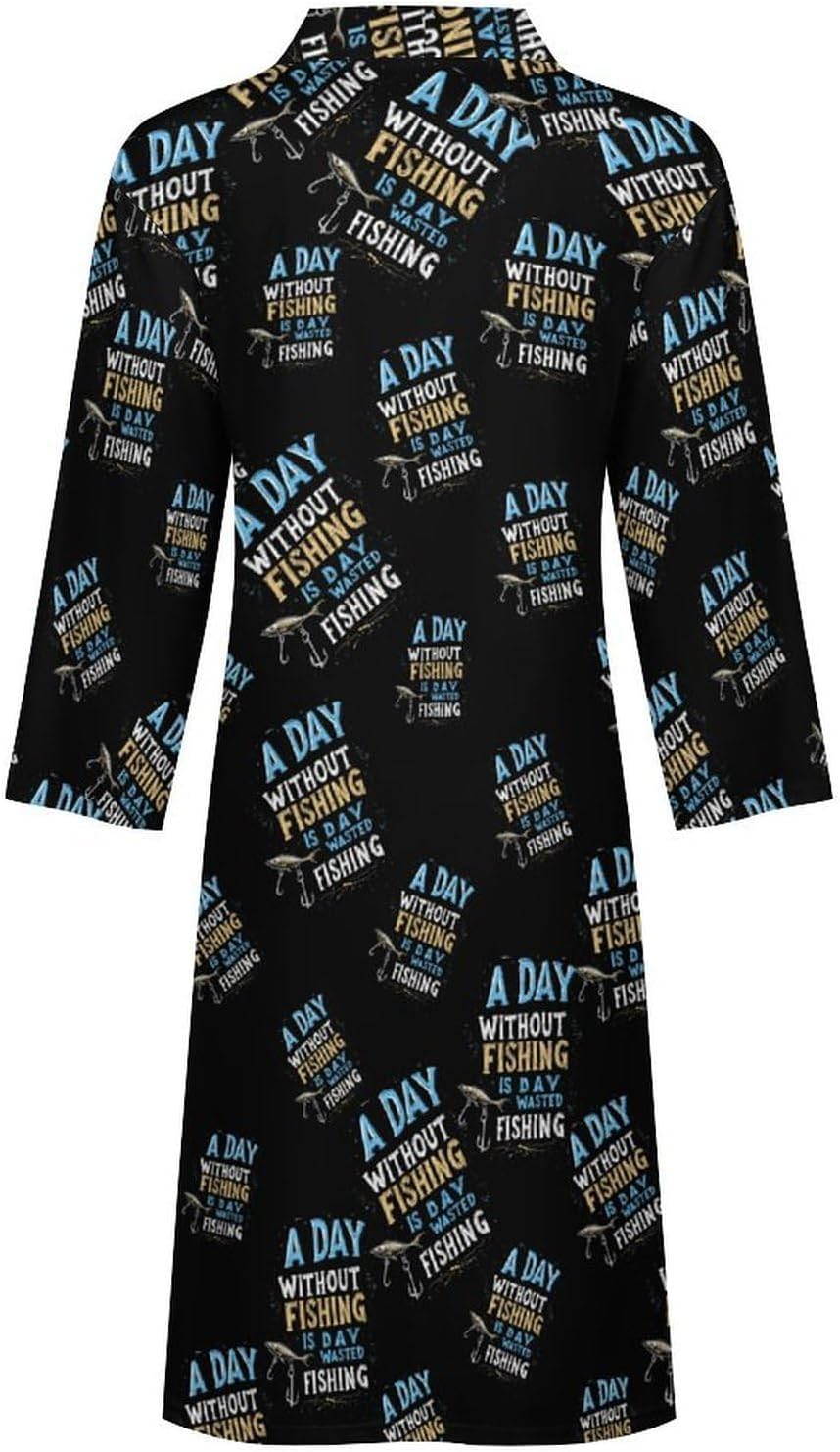 Fishing Humor Mens Robe Long Bathrobe for Women Bath Robes Lightweight Soft Printed Sleepwear