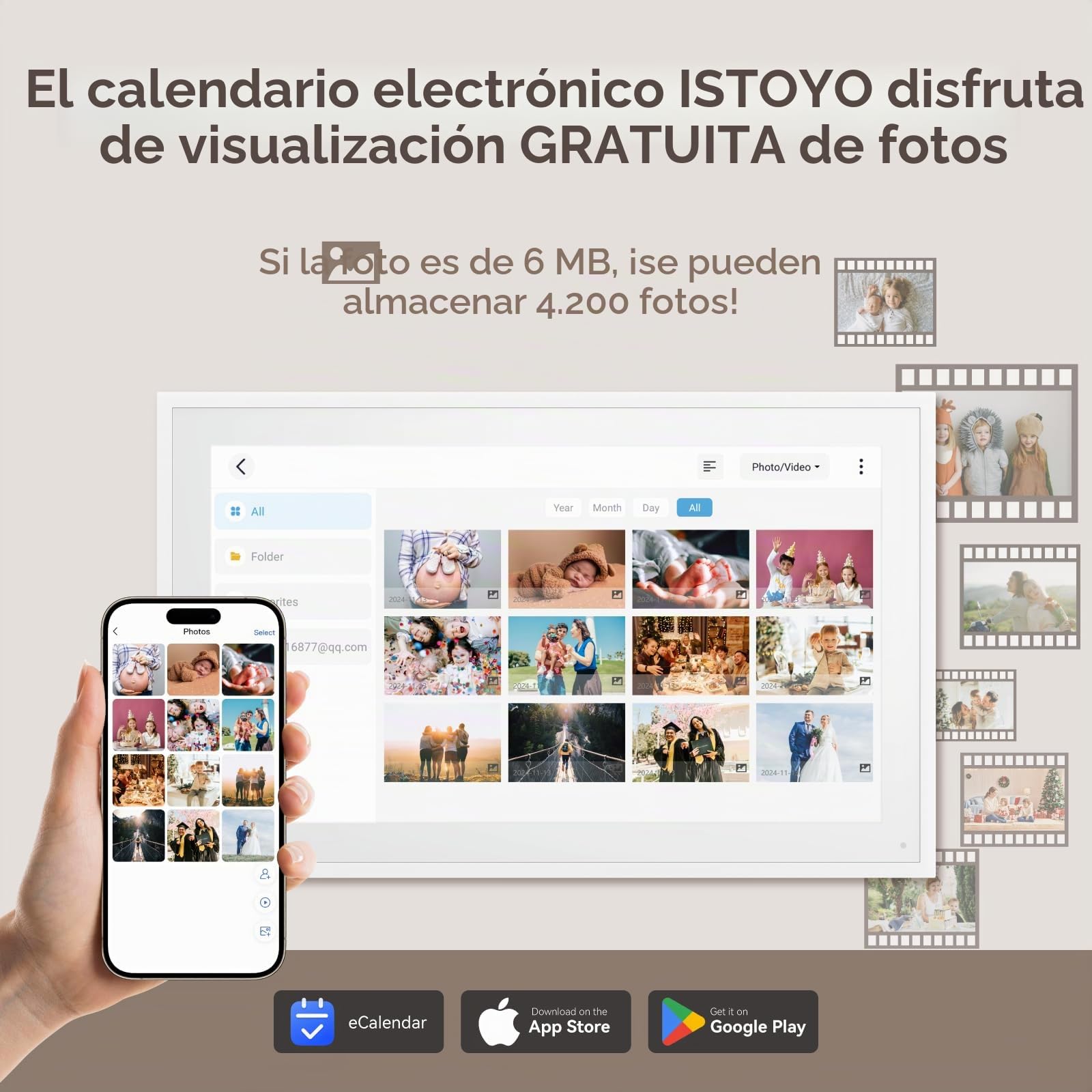 ISTOYO Calendario digital, calendario de pared electrónico inteligente de 39,6 cm/15,6 pulgadas con fotos para compartir vídeo, planes simplificados de familia/oficina/escuela/evento