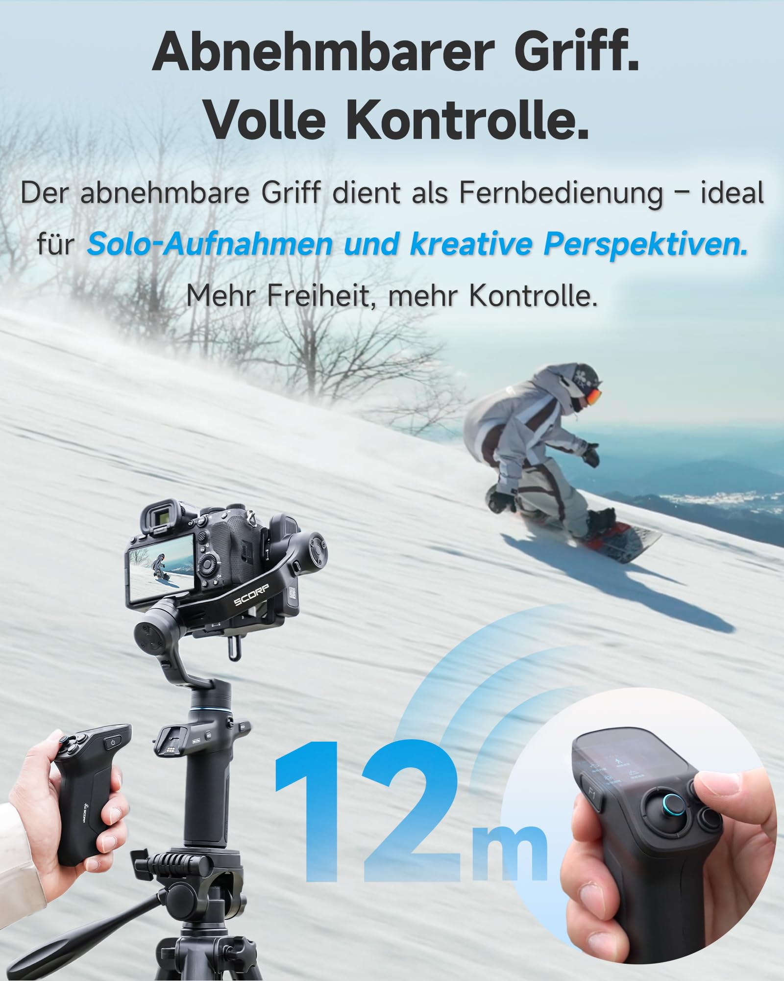 FeiyuTech SCORP Mini 3 Pro Kit Kamera Gimbal mit AI Tracking & Fernsteuerungsgriff, All-in-One Stabilisator für Sony RX100 VII & ZV-E10/Canon/Nikon, iPhone & Android, Actioncam, inkl. Transportkoffer