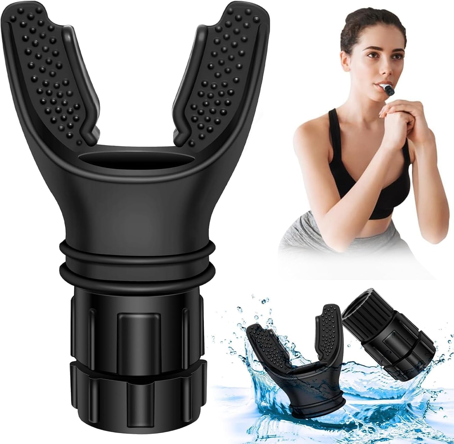 Dwiza Enterprise Breathing Trainer | Lung Capacity Exercise Device for Respiratory Muscle Exercise | Breathing Exerciser for Increased Sports Fitness, Sinus or Breathing Issues | Black