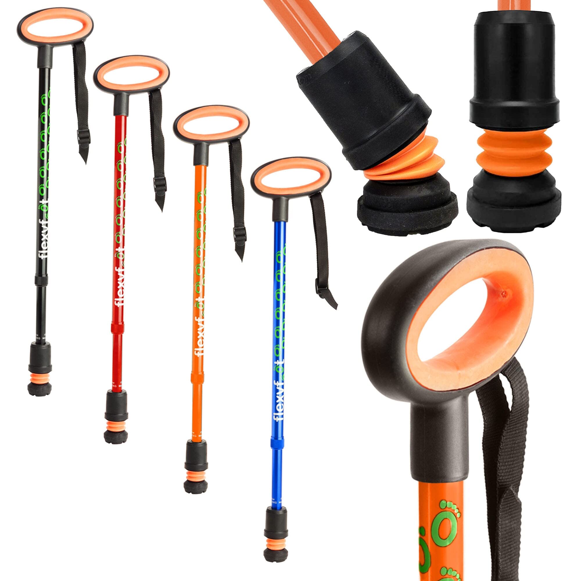 Flexyfoot Shock Absorbing Oval Handle Telescopic Walking Stick