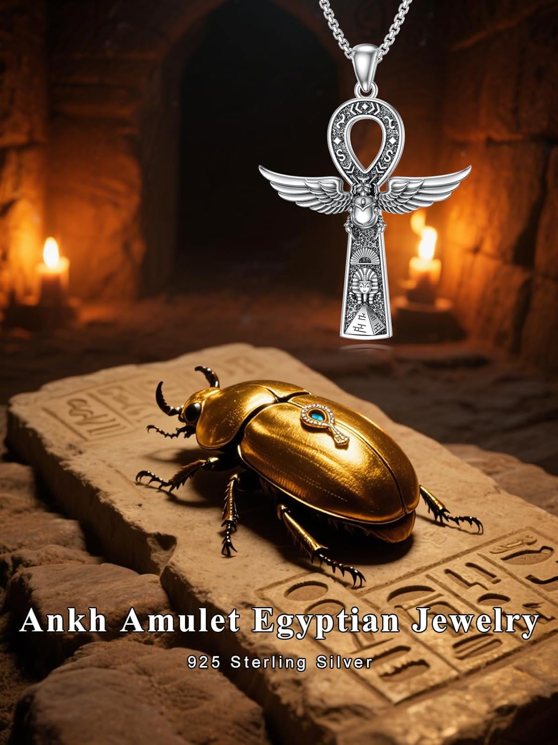 Egyptian Ankh Necklace 925 Sterling Silver Egypt God Pendant Necklace Egypt Jewelry Gift for Men Women - Image 6