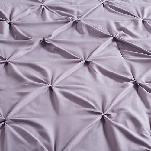 Miniatura 7 de NexHome Juego de edredón tamaño Queen con diseño de pintuck morado, de microfibra plisada suave, ligero, alternativo al plumón para todas las