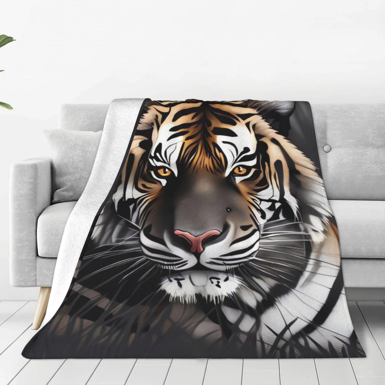 Couverture tigre au repos pour cocooning réussi, plaid léger de salon 152x127cm