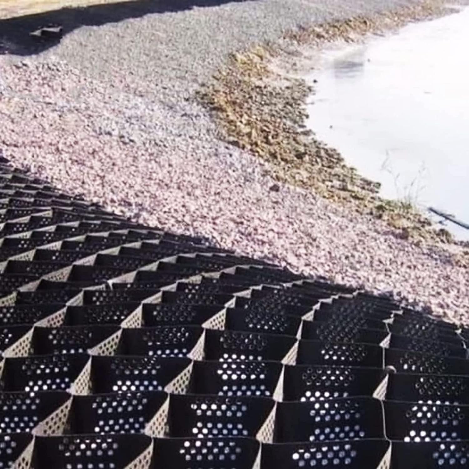 VUIKLCty Ground Grids, Geocells, Ground Gravel Grids Pavers With Drainage Holes, Garden/riverbank Ground Support Grids(4m x 6m (13ft x 19.5ft))