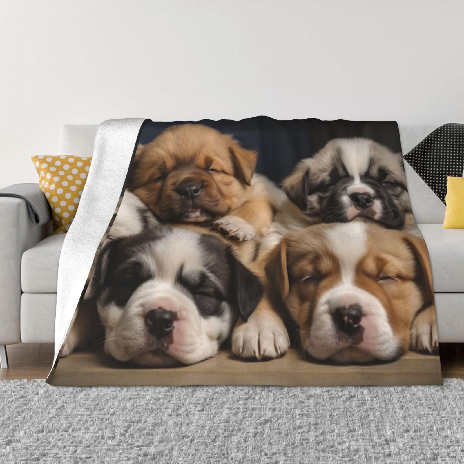 Couverture polaire chiens endormis cadeau plaid flanelle douce lit