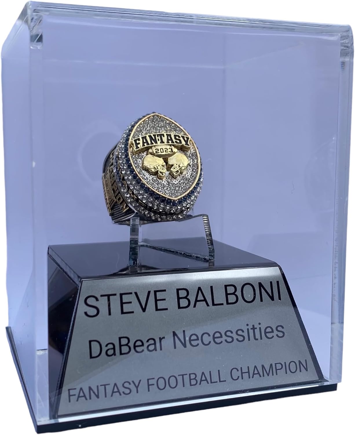 Legacy Rings 2025 Fantasy Football Championship Ring Display Case | Ring Included | or 2024 or 2023 Fantasy Ring | Custom Name Customizable Trophy Award for FFL League Champion Winner