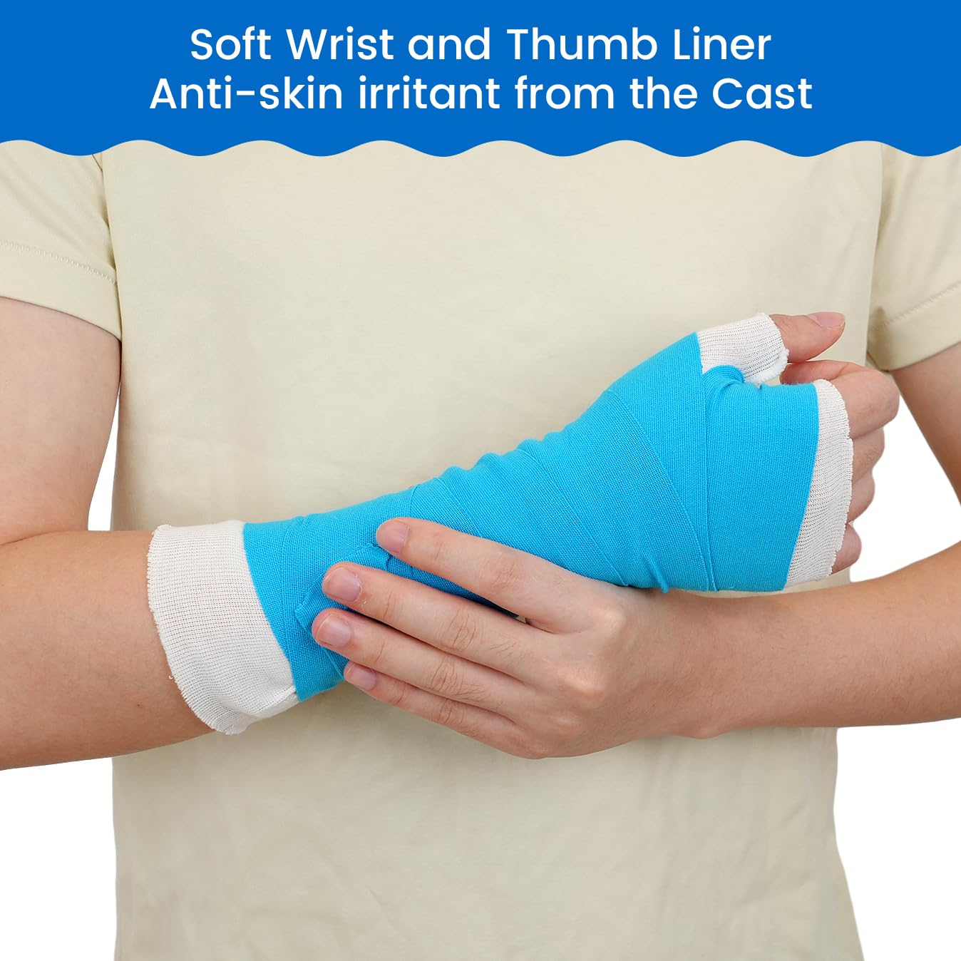 Hand Socks for Splint (Pack of 10), Stockinette Tubing, Thin Breathable Surgical Sleeves for Arm, Wrist and Thumb Sleeve Under Brace, Cast Wrap Liner for Men & Women, Fit Left & Right Hands (White, M)