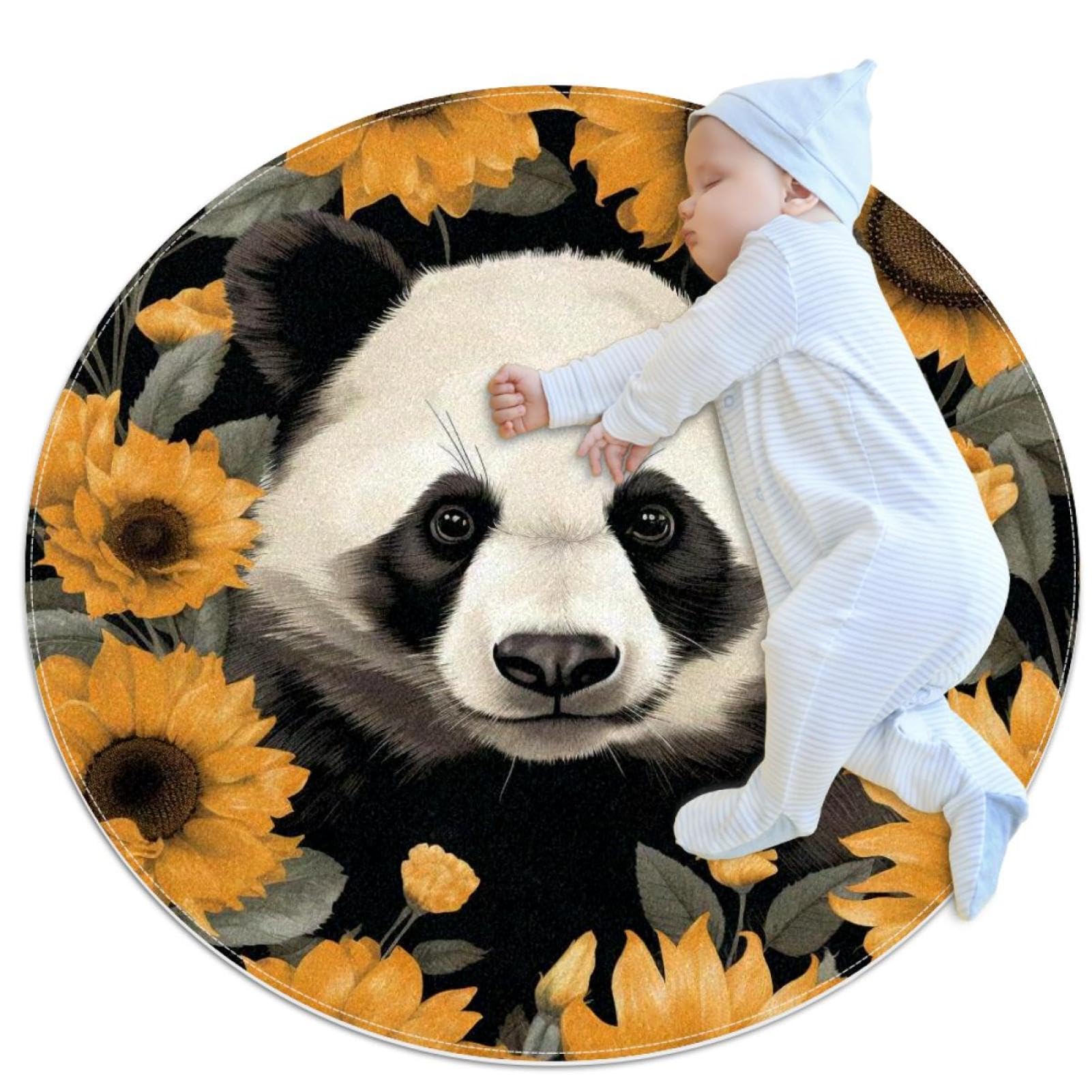 Tapis de salle de bain décoratif avec motifs plume de paon et tournesol, paillasson rond 1m