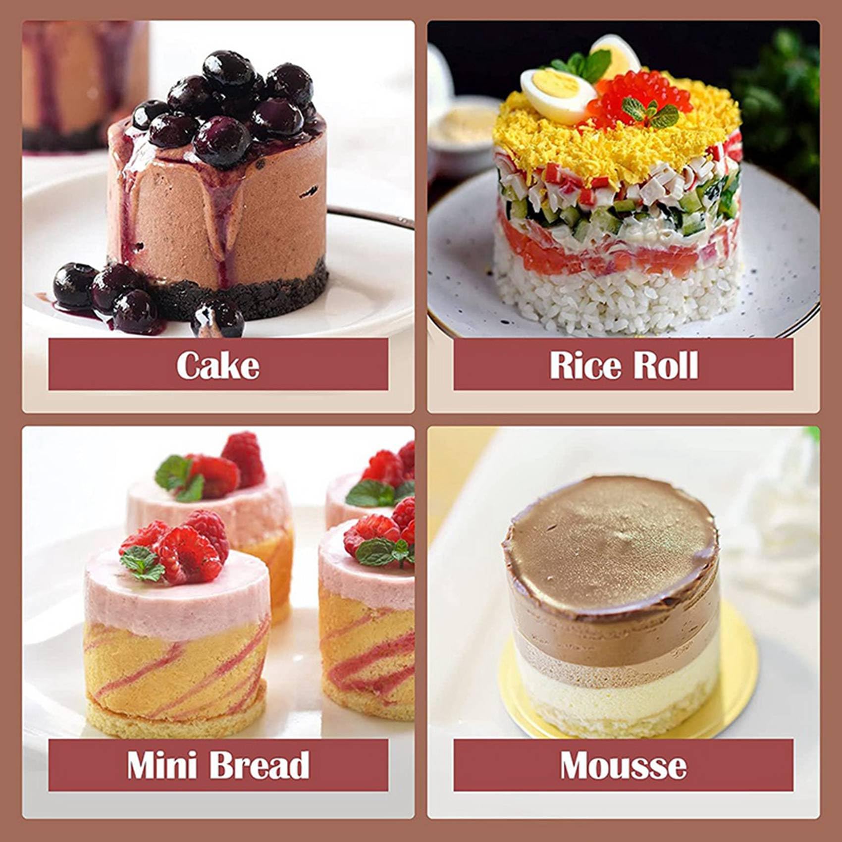 45 Stück Edelstahl Mousse Ringe Runde Keksausstecher Kuchenform Küche Backen Gebäck Werkzeug für Torte, Fondant usw