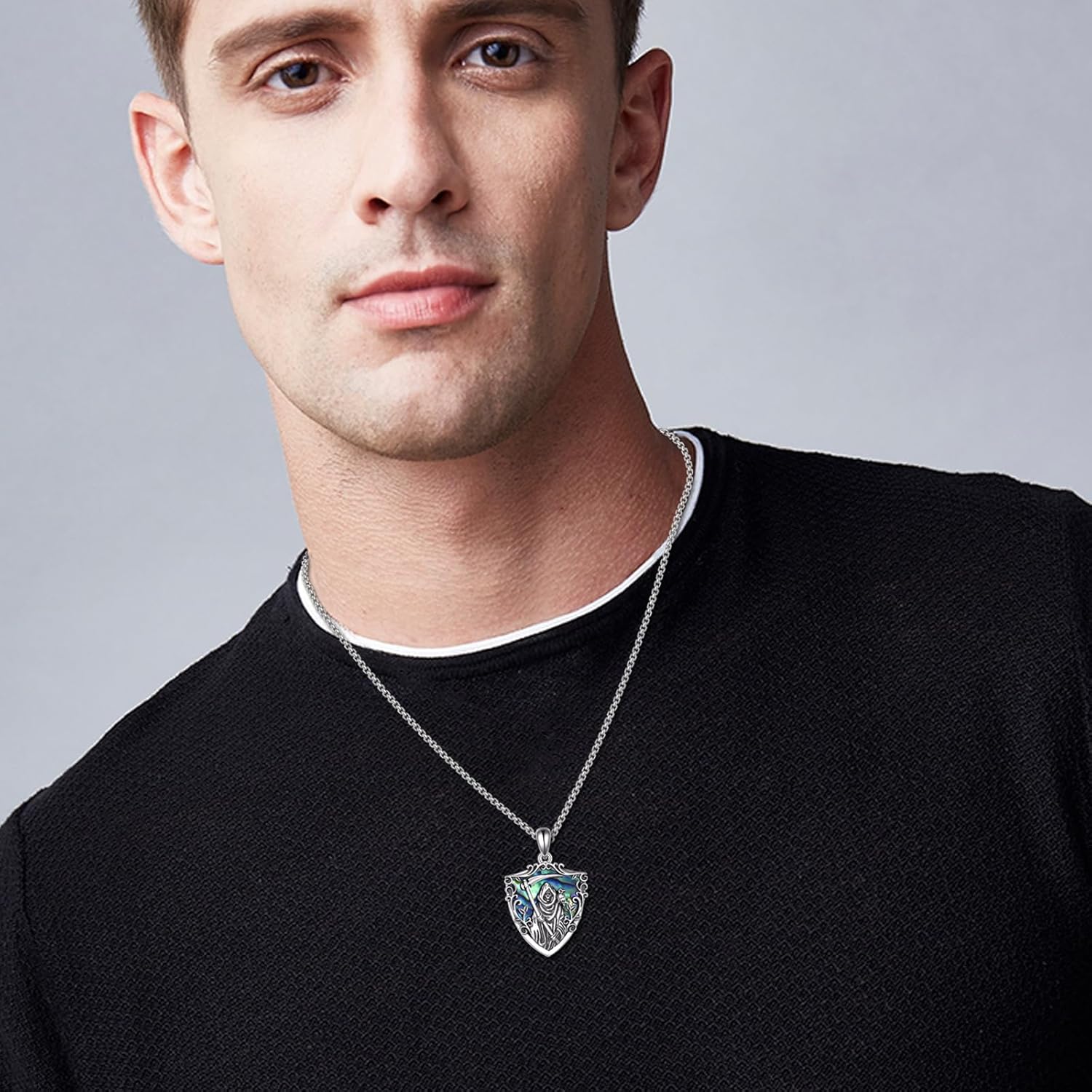 URONE Saint Jude/Santa Muerte/Pharaoh/Saint Christopher/Baphomet Necklace 925 Sterling Silver Religious Protect Necklace Baphomet Jewelry Gifts for Women Men - Image 2