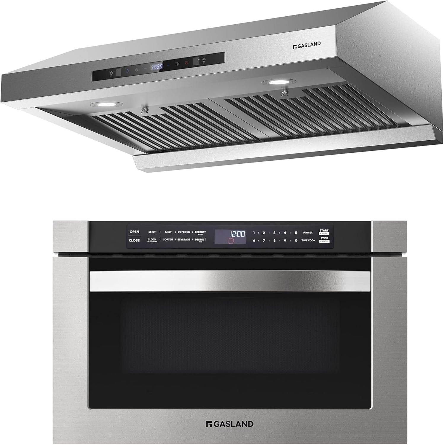 GASLAND 1.2 cu. ft. Microwave Drawer 24 Inch+30 Inch Range Hood