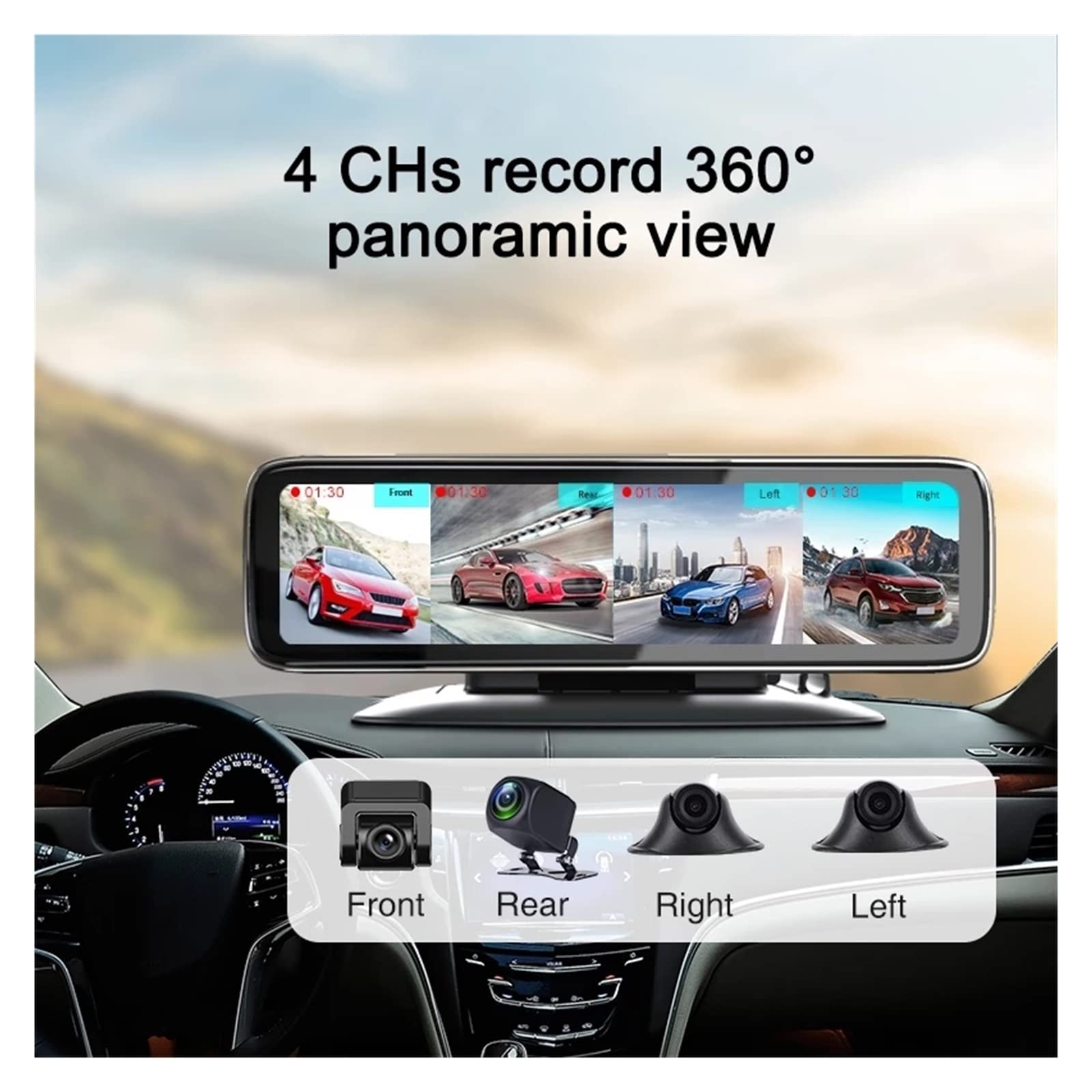 Amazon.co.jp: のナイト ビジョン 4cams 記録スマート ミラー車 DVRs