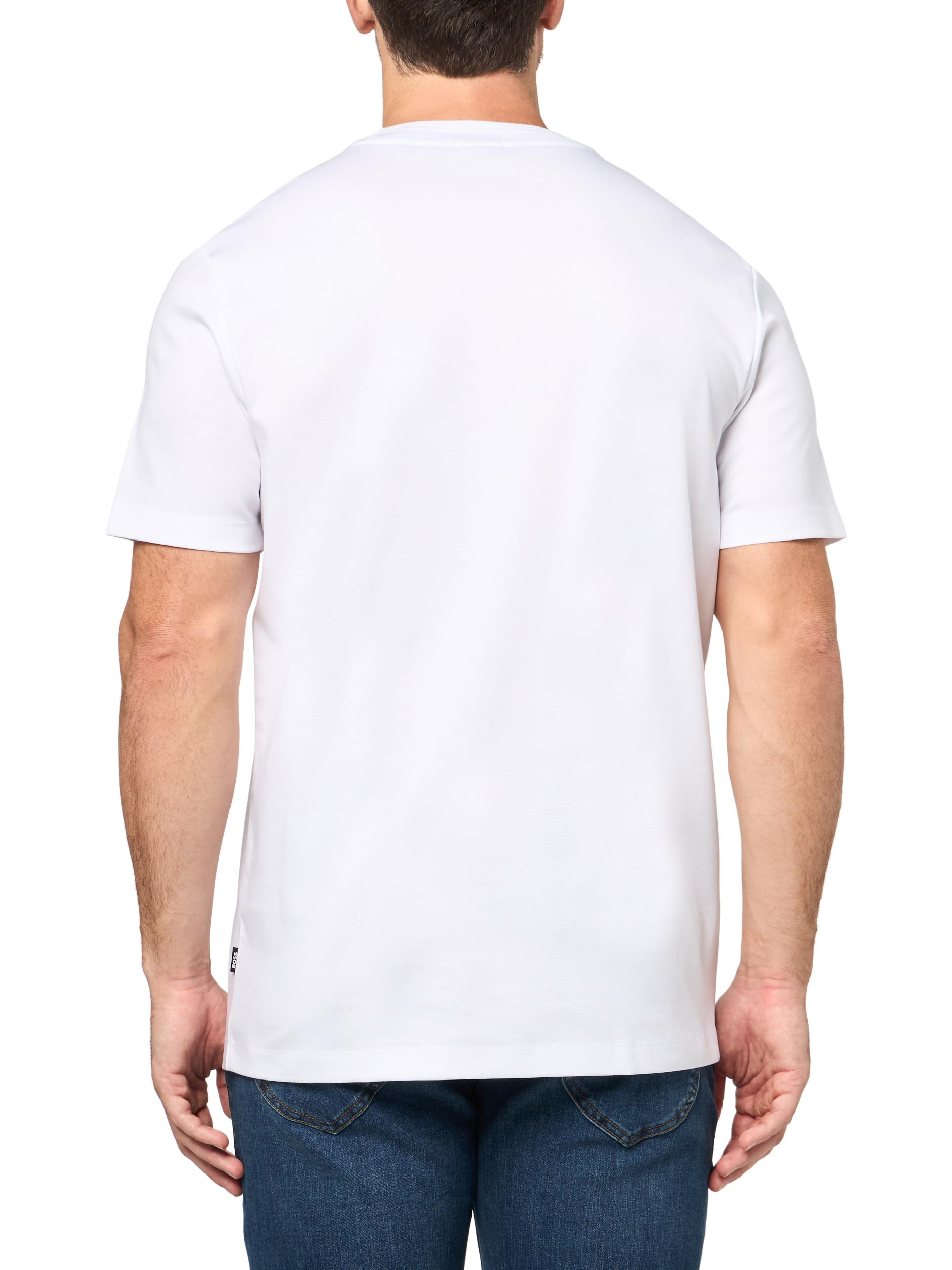 BOSS Męski T-shirt z dużym logo, łańcuszek, bawełna, biały żagiel, XL