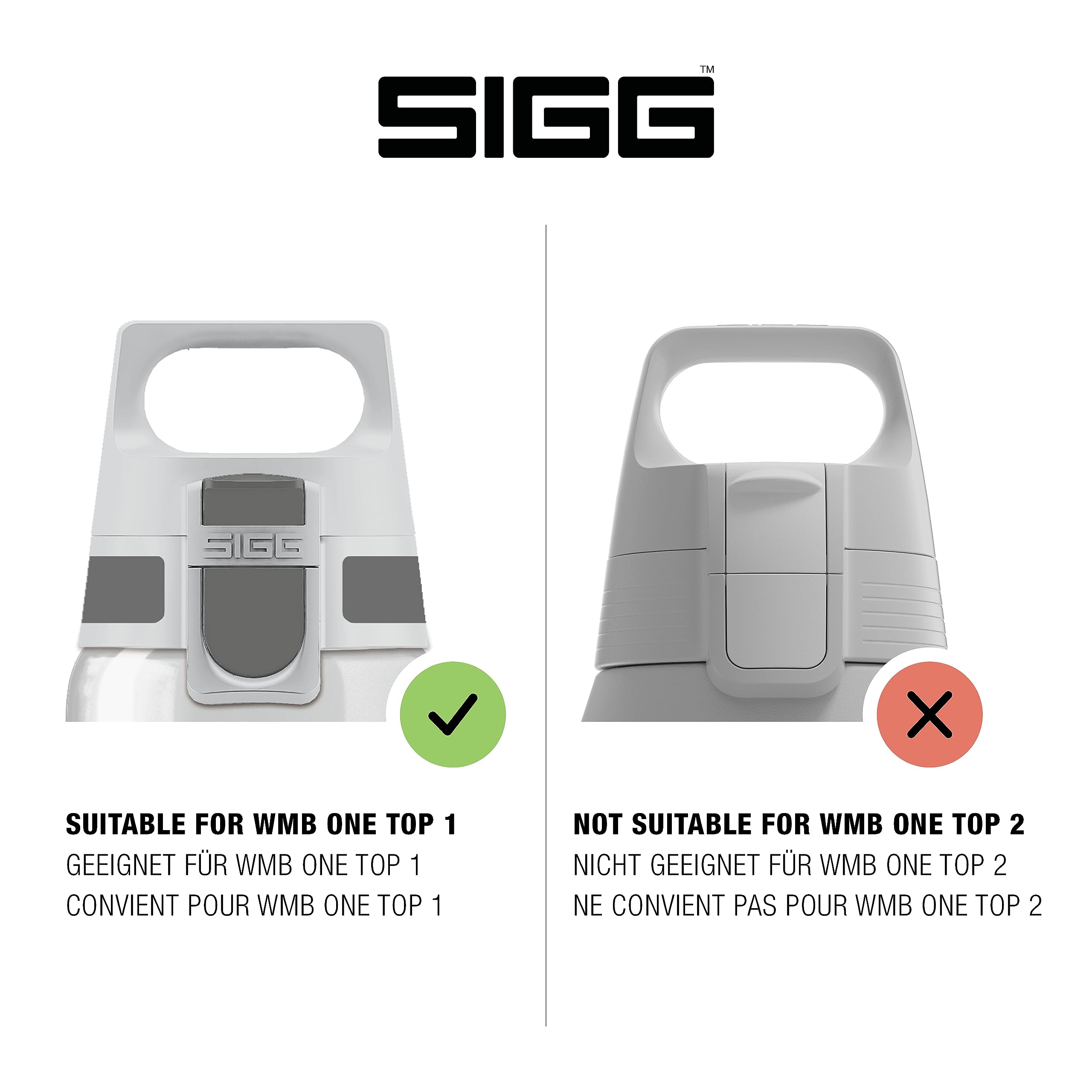 Sigg WMB One Top (Misura Unica), Tappo di Ricambio Ideale per Tutti i Modelli Borraccia, Tappo Ermetico e Utilizzabile con Una Sola Mano