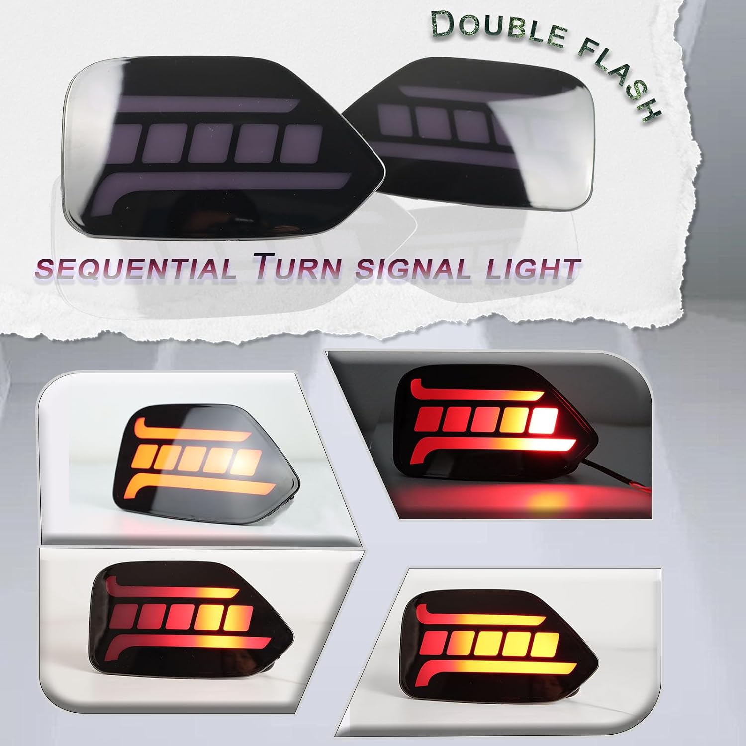 Red Lens LED DRL Rear Reflector Bumper Fog Light Brake Turn Signal Lamp Compatible With Subaru Outback XV CROSSTREK 2018 2019 2020 2021 2022 (Smoked)