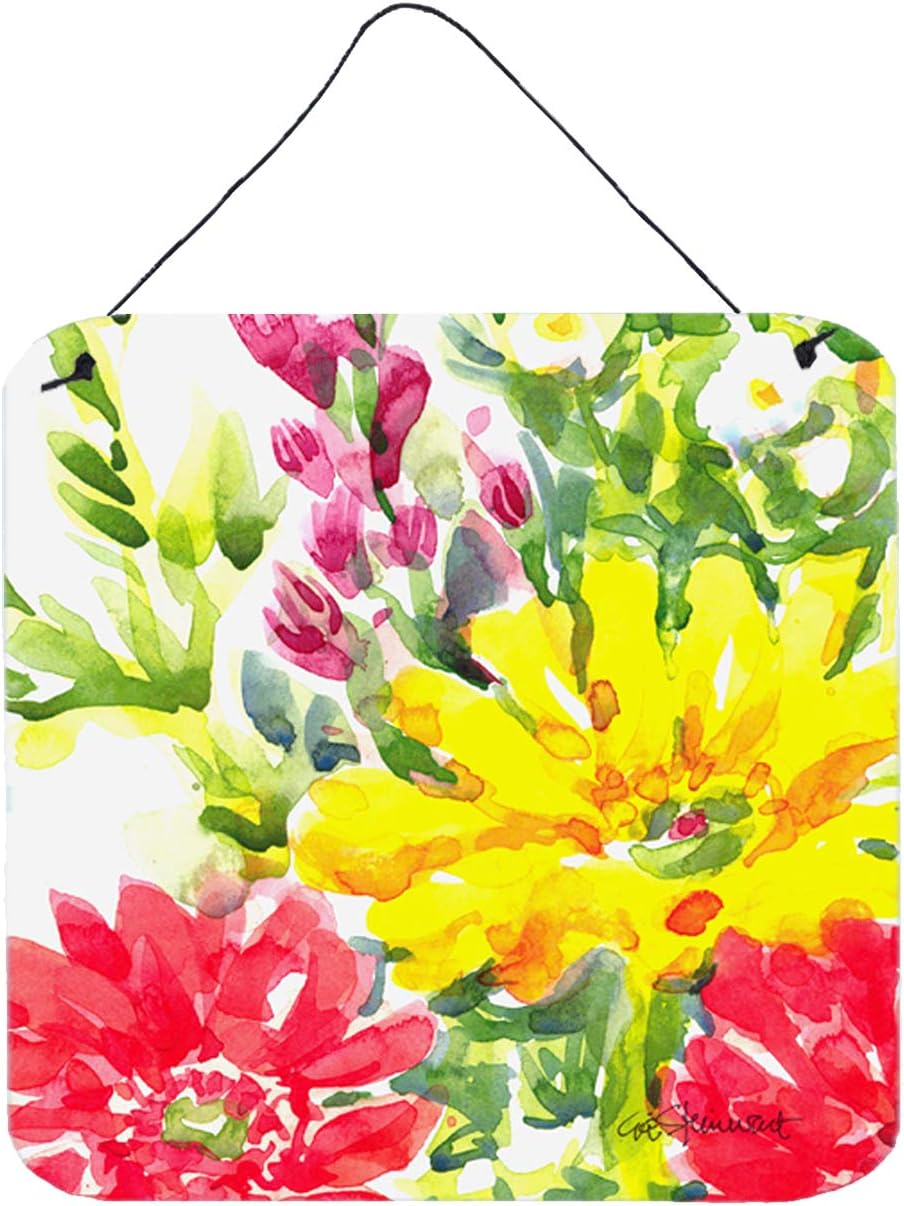 Caroline's Treasures 6136DS66 Flower Wall or Door Hanging Prints Aluminum Metal Sign Kitchen Wall Bar Bathroom Plaque Home Decor, 6x6, Multicolor