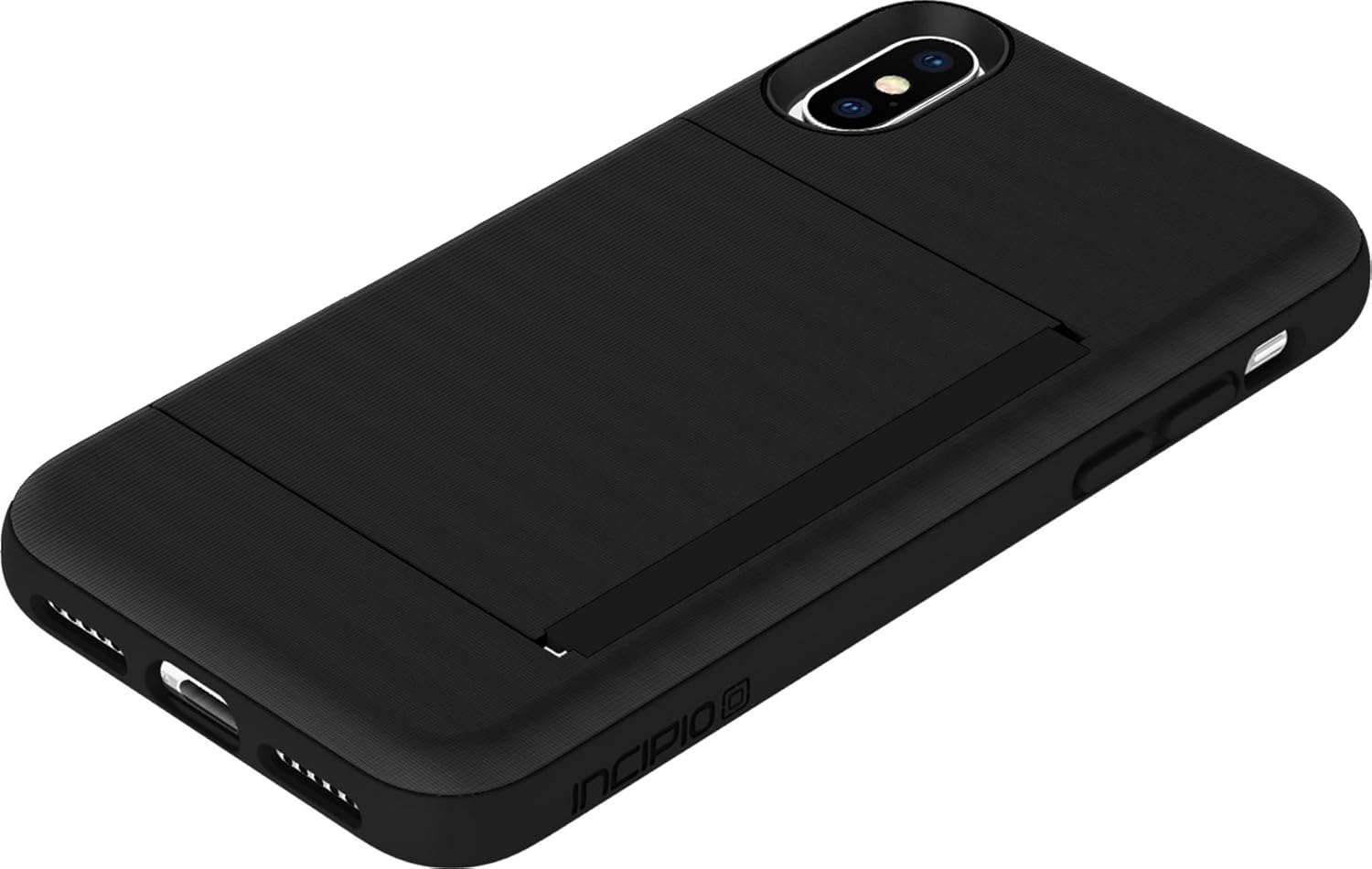 Incipio IPH-1649-BLK Apple iPhone X Stowaway Credit Card Hard Shell Case with Silicone Core - Black