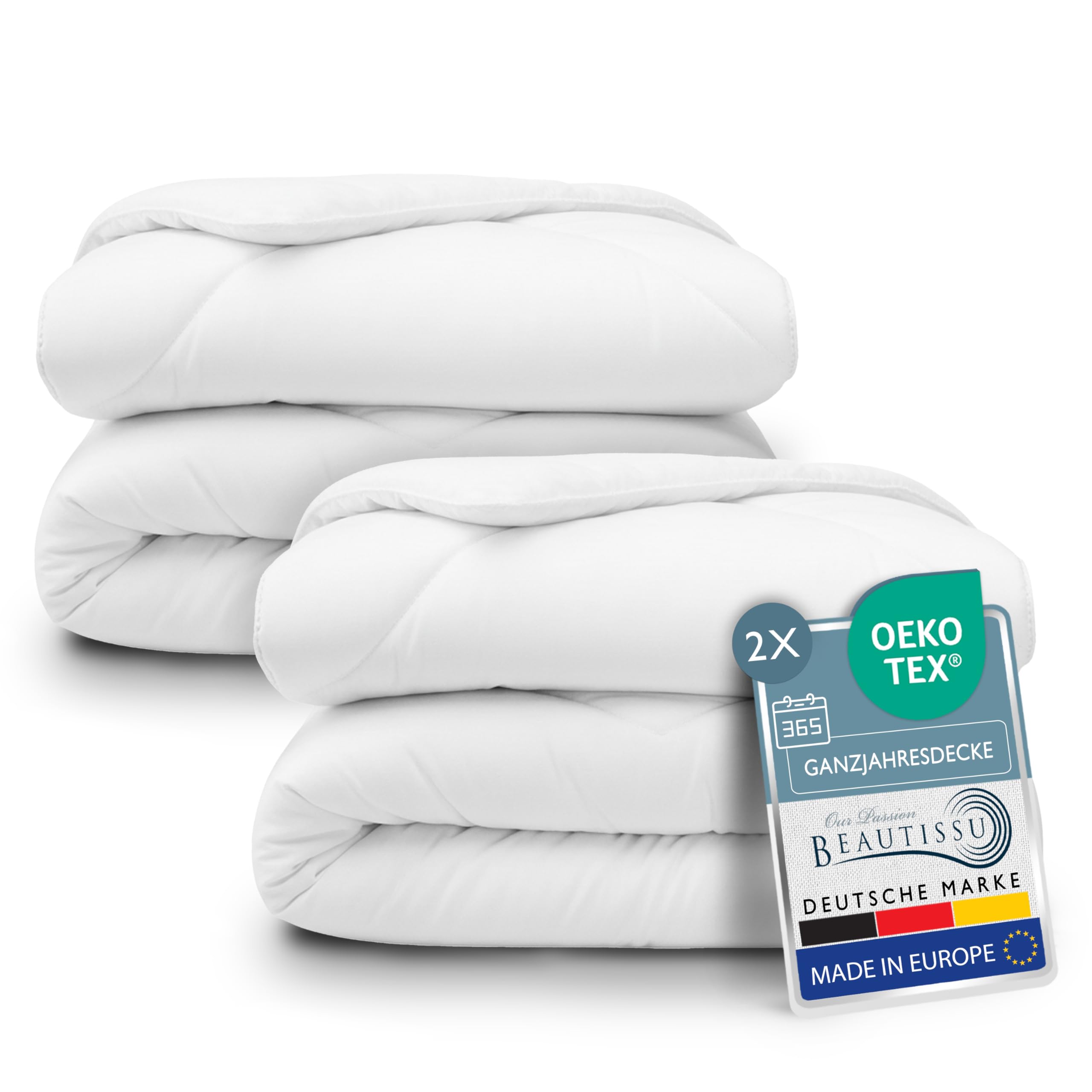 Beautissu 2er Set Allergiker Bettdecke 135x200 cm Ganzjahresdecke - Duvet Blanket Mono MD