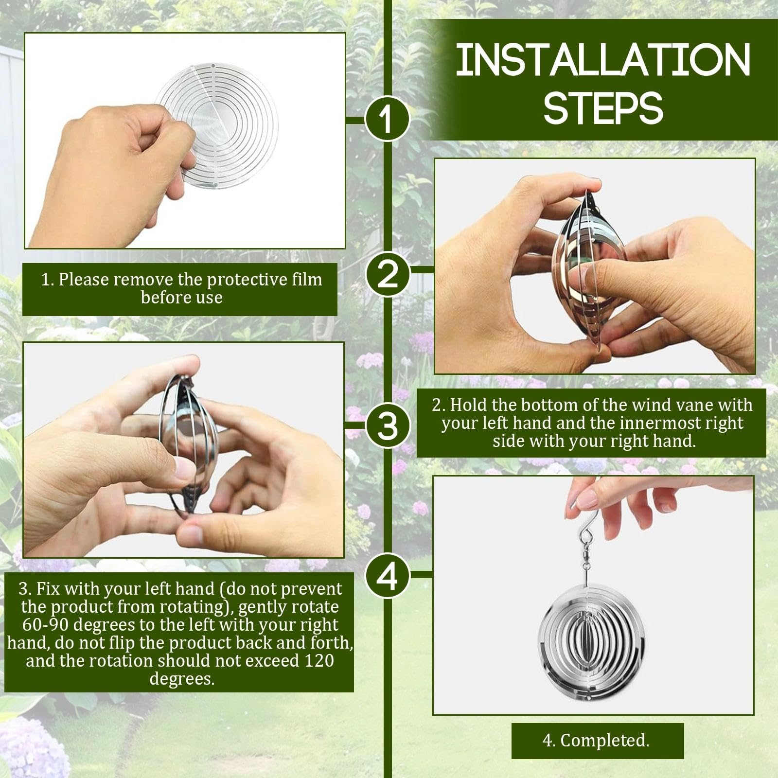 3 Piezas Molinillo de Viento, Anti Palomas Ahuyentador de Pajaros, Ahuyentador Palomas Acero Inoxidable, 3D Ahuyenta Gorriones Otras para Balcones Jardines Patio y Estanques