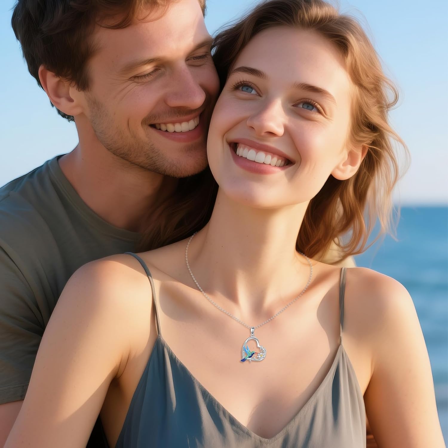 Hummingbird Necklace 925 Sterling Silver Heart Hummingbird Pendant Jewelry Gifts for Women - Image 5