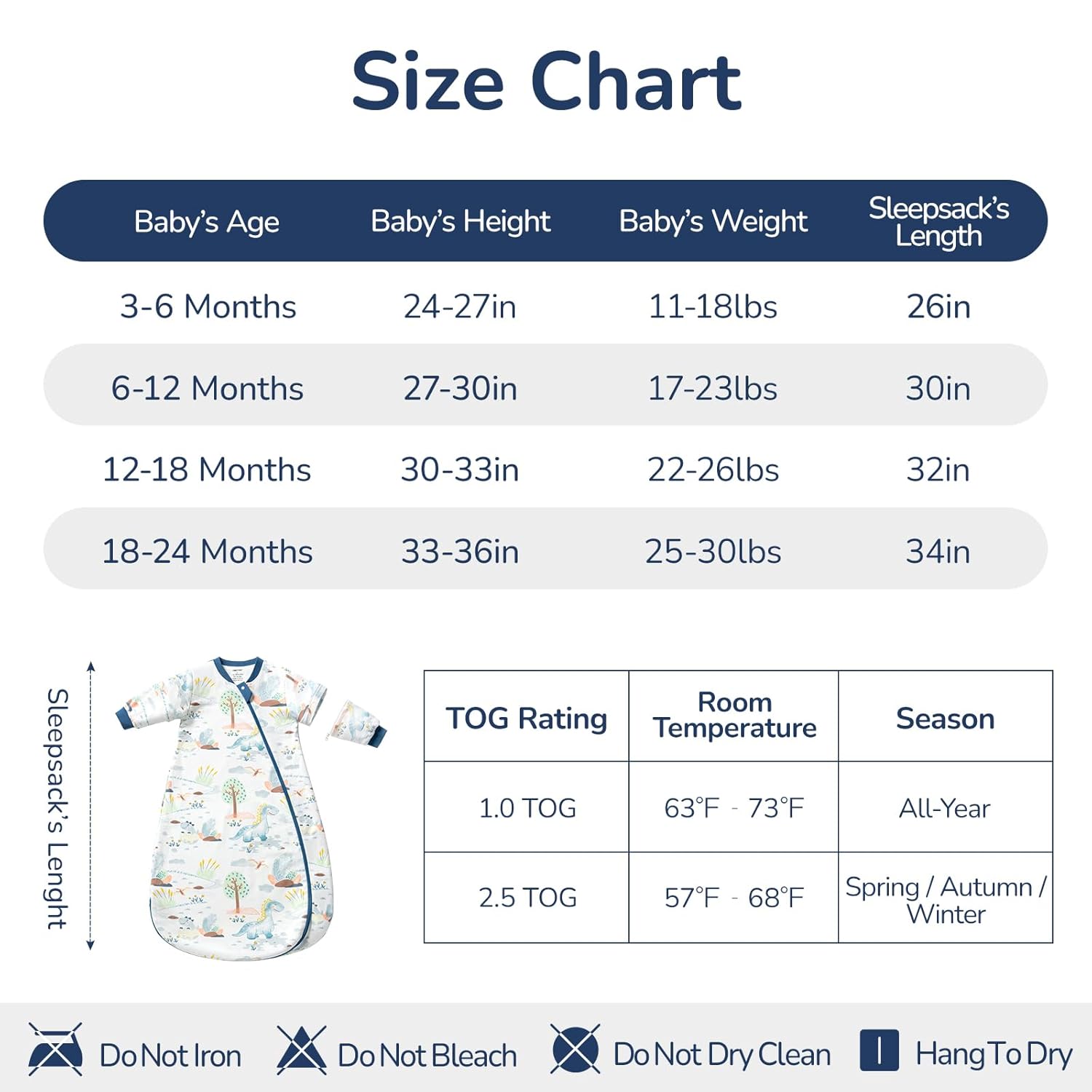 Baby Sleep Sack 6-12 Months, Cotton Detachable Long Sleeve Sleep Sack, 1.0 Tog Toddler Sleeping Sack with Temperature Strips, 2-Way Zipper Wearable Blankets for Newborns, Dinosaur