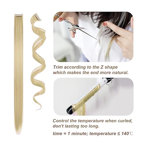 Miniatura 9 de 12 extensiones de cabello sintético con clip de color morado de 20 pulgadas, extensiones de cabello sintético lacio con clip, para mujeres y niñas,