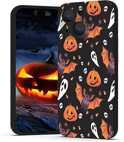 Vista 20 de Funda negra para iPhone 7/8/se 2022, diseño de murciélagos de calabaza, lindo diseño para niños, mujeres, niñas, funda negra a prueba de golpes