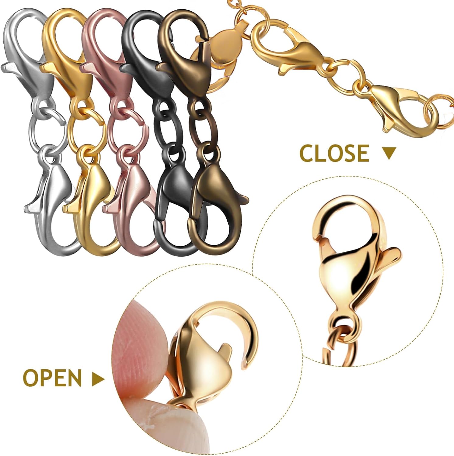 Double Lobster Clasp Extender 20Pcs Bracelet Extension Clasps Double Claw Connector for DIY Jewelry Making - Image 6
