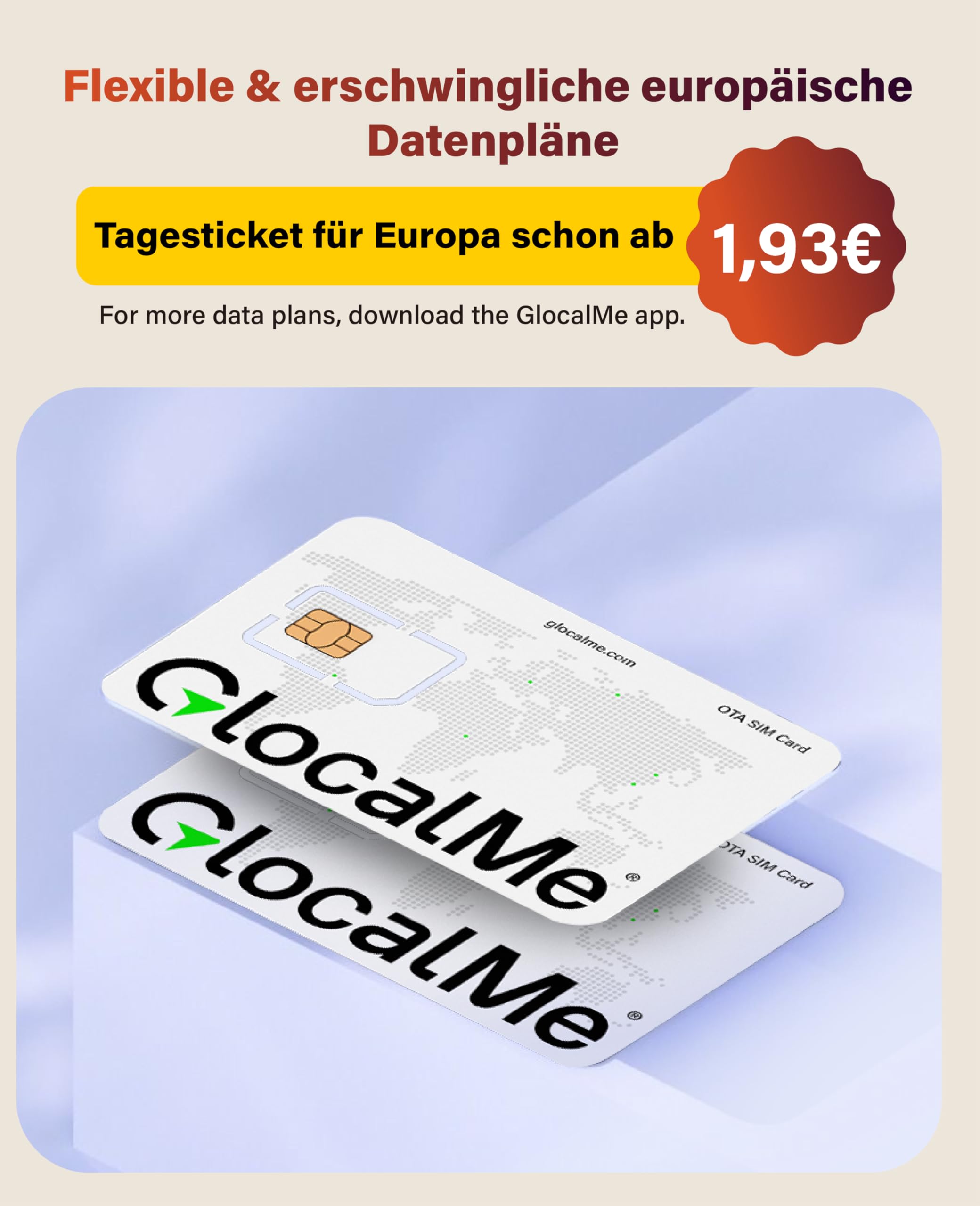 GlocalMe C4 Mobiler WLAN Router,15GB EU-Daten SIM Karte inklusive, Plug & Play, WiFi 6 Mobiler Router, 3700mAh Akku mit 14 Std. Laufzeit, bis zu 8 Geräte, Tragbares WLAN für Unterwegs ohne Vertrag