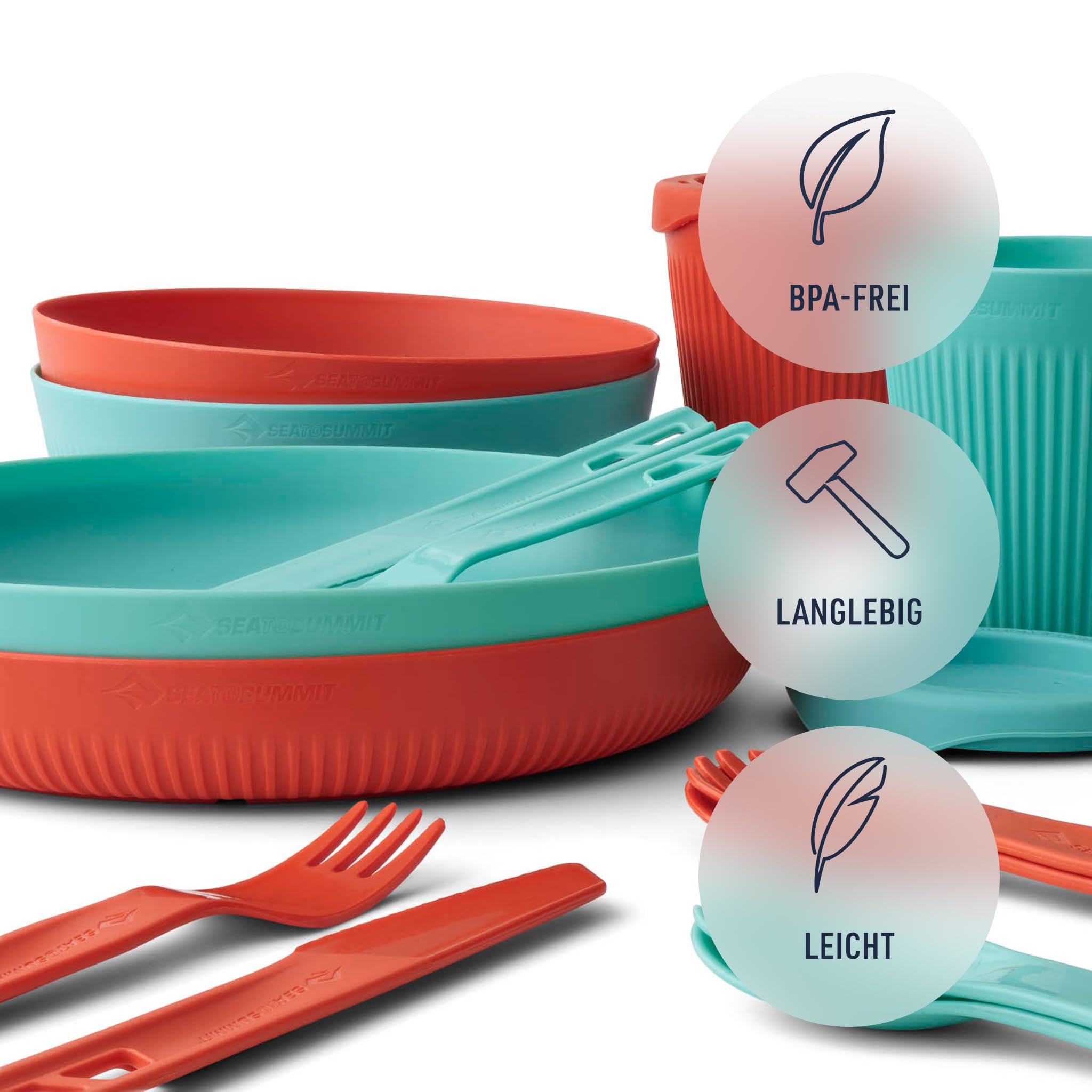 Sea to Summit Passage Dinnerware Set 2P - Vajilla (14 piezas), color azul y naranja