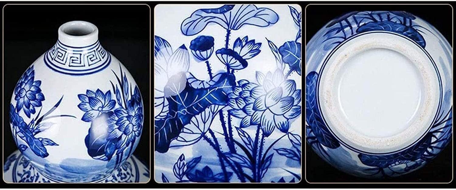 Vasen Vase aus Keramik, handgefertigt, blau-weißes Muster, Büro-Wohnaccessoires (33 * 20 cm) Deko