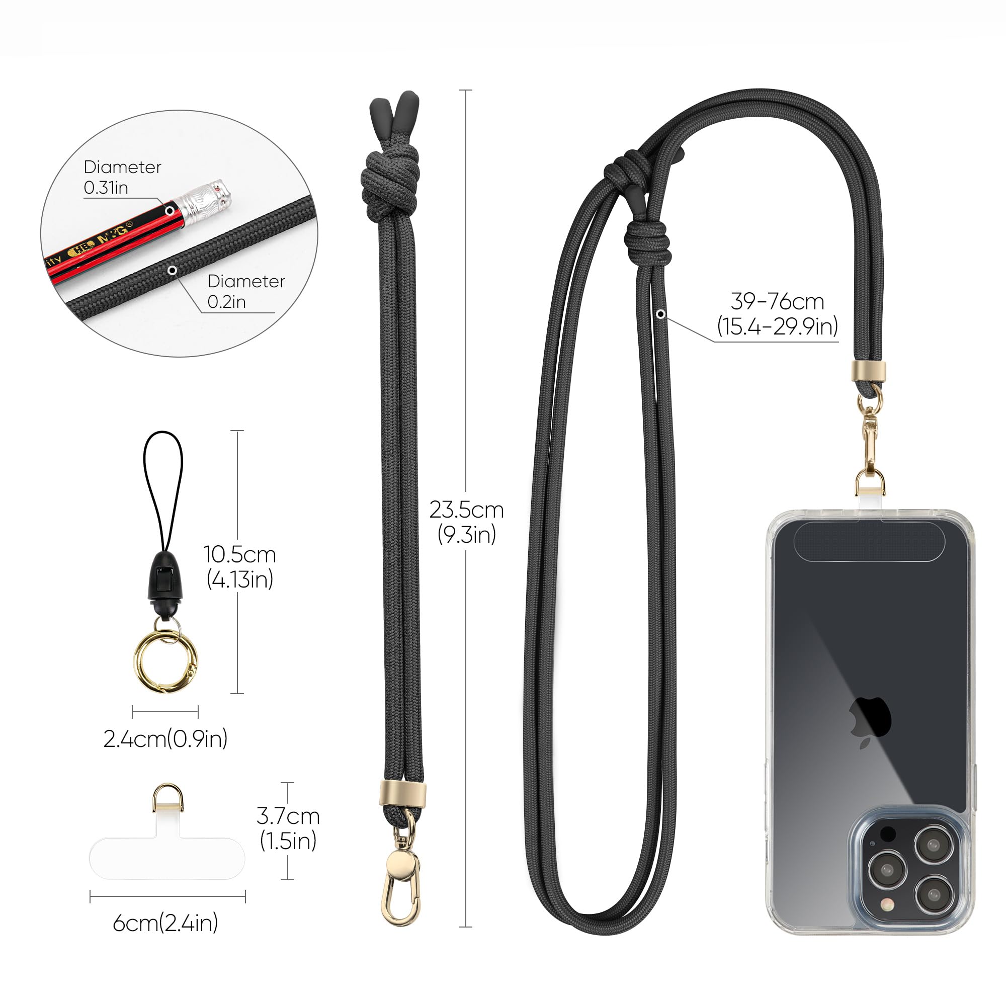 Correa universal ajustable para el cuello y la muñeca, correa para teléfono compatible con iPhone 15/14Pro Max Plus/Samsung