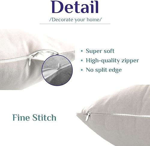 Miniatura 6 de MOLILI Juego de 4 fundas de almohada abstractas de terciopelo de 18 x 18 pulgadas, fundas de almohada bohemias suaves, lisas, decorativas, de doble