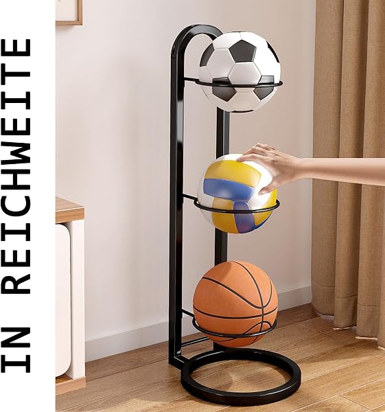 NUWIQ Soporte para balones, balones verticales, soporte de exhibición de bolas, para baloncesto, fútbol, voleibol - 4