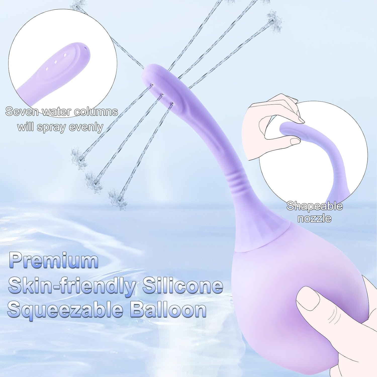 Enema Bulb Douches Anal Cleanse - Enema Product with Bendable Silicone Nozzles for Men Women, Shower Douche Anti Backflow Enema Kit with Lube, Anal Cleansing Feminine Care Douche Bottles